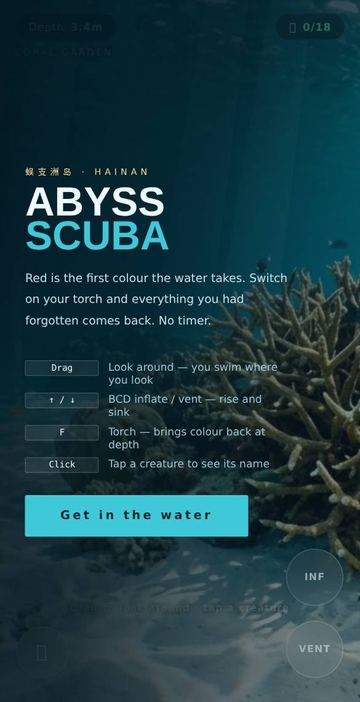 Abyss Scuba - Start: the controls, then Get in the water