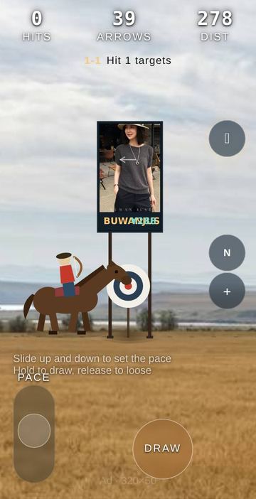 Steppe Horse Archery - Riding past a target with the pace slider and DRAW button