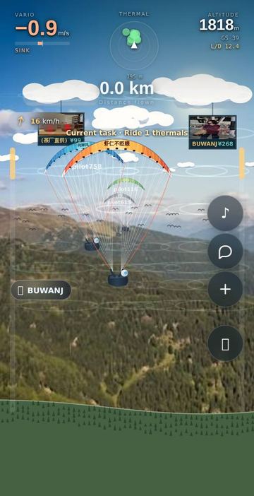Thermal Paragliding - Just after launch: vario, altitude and thermal radar