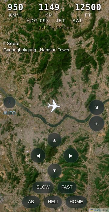 World Flight - Leaving Seoul on the satellite map